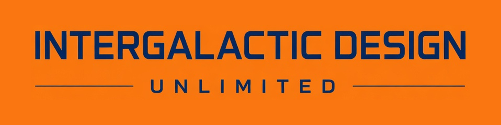 A wide orange bar with the Intergalactic Design Unlimited name, for banners and page tops.