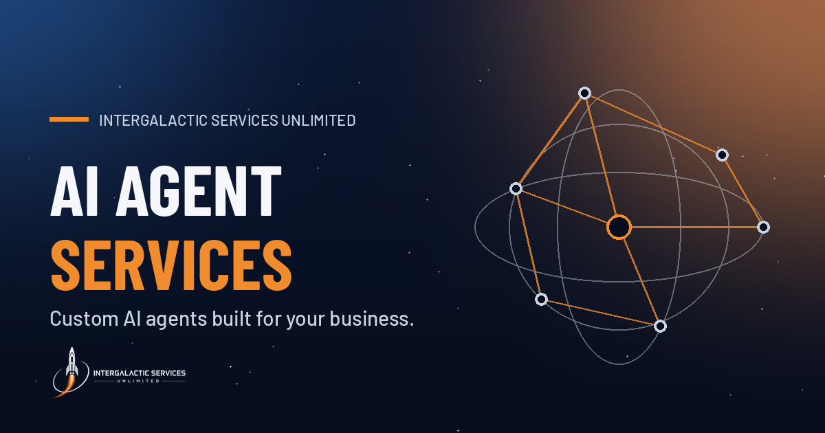 The share image for our AI Agent Services page, with a simple network drawing.