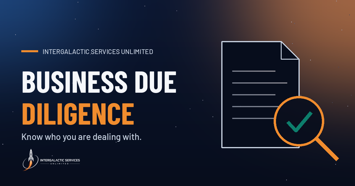 The share image for our Business Due Diligence page, with a checked report icon.