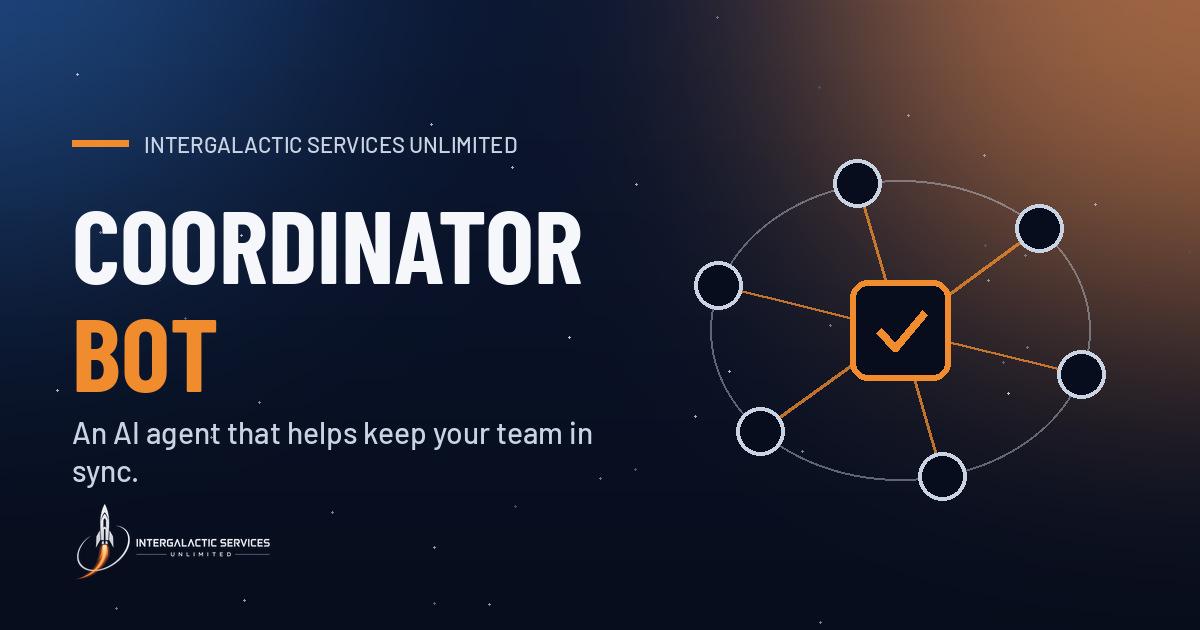 The share image for our Coordinator Bot page, with one hub linked to several helpers.
