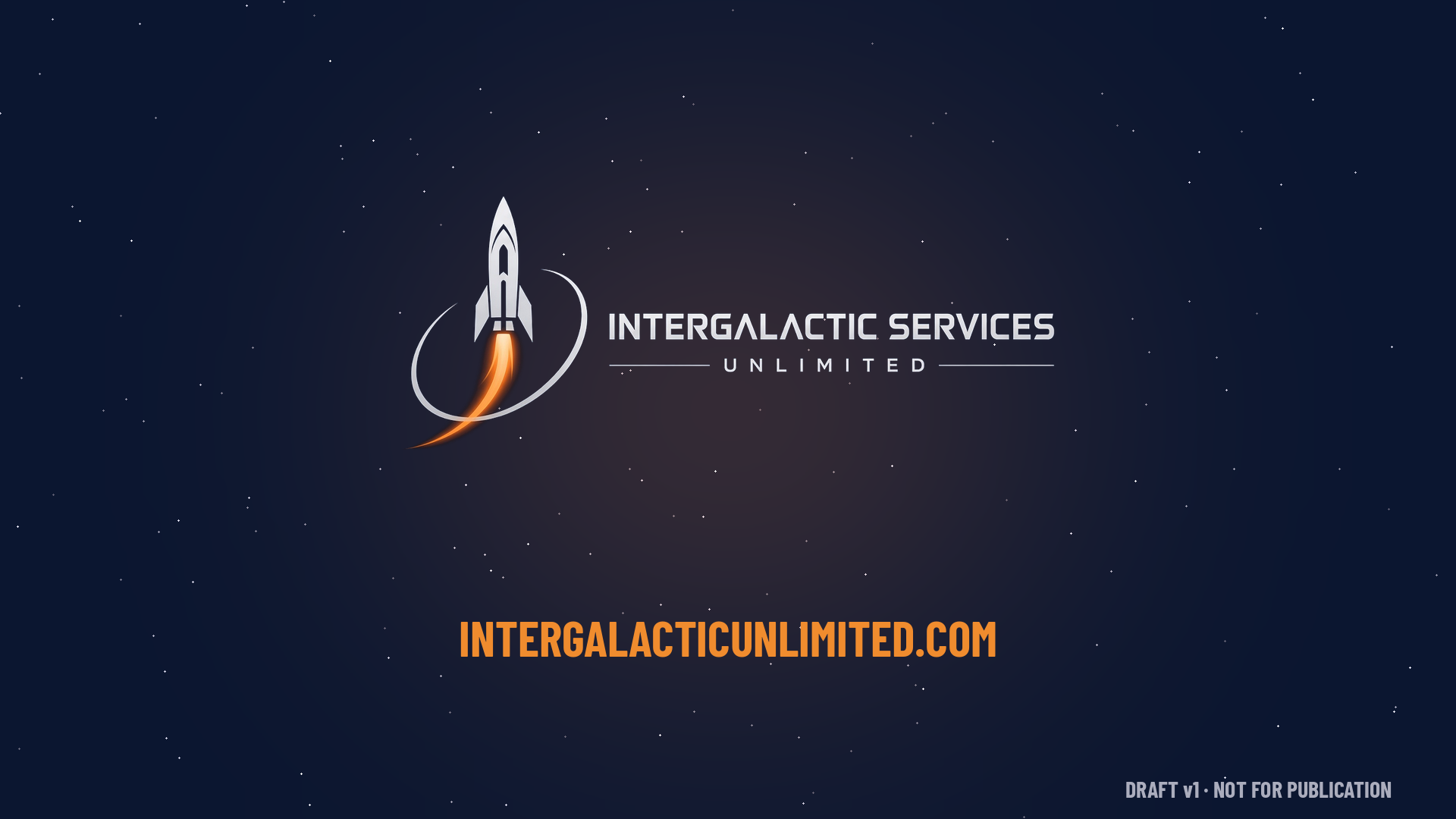 The closing frame of the concept: our logo and intergalacticunlimited.com.