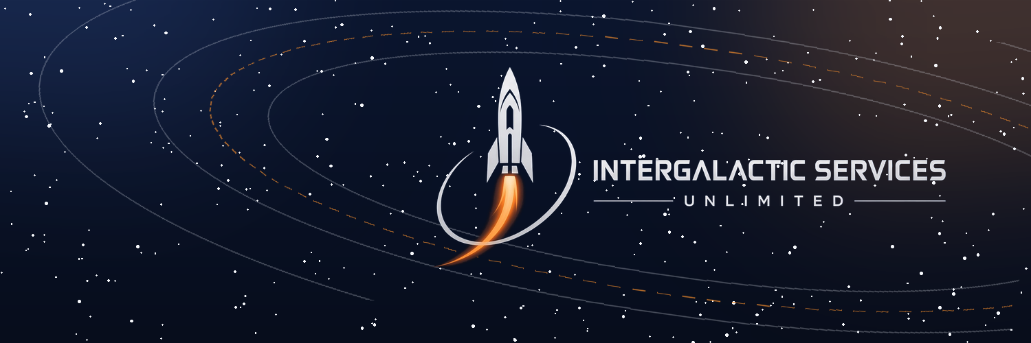 An X profile header with our logo over a starfield and orbit lines.